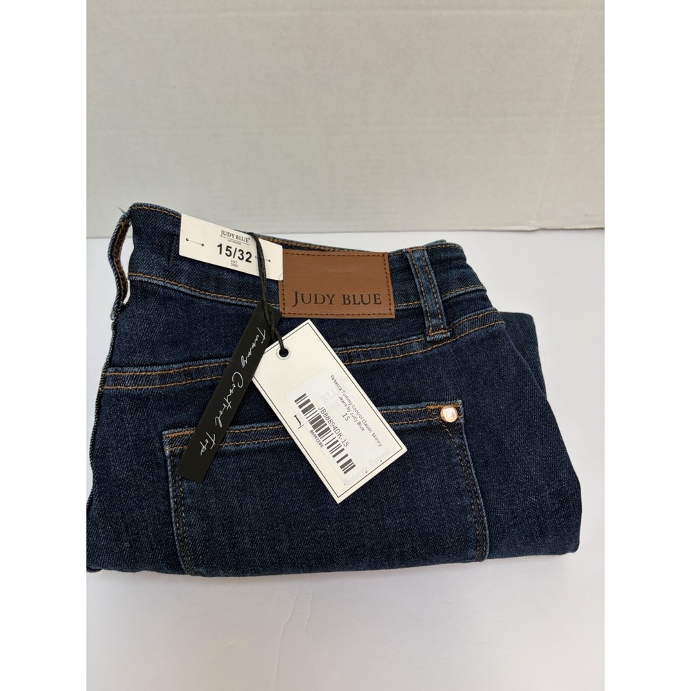 Judy Blue NWT Mid-Rise Tummy Control Skinny Dark Wash Jean Sz 15/32 Style #88894